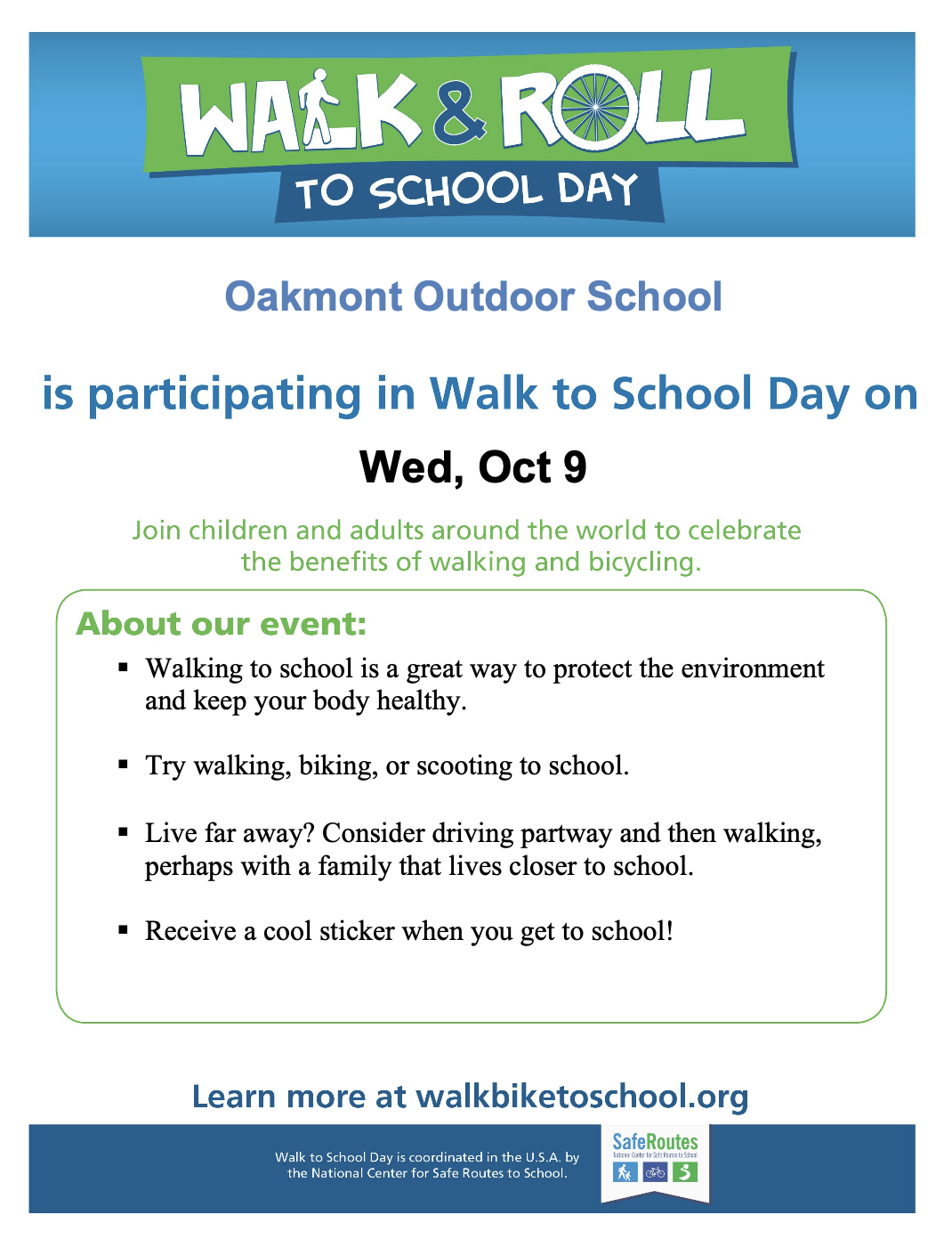 Walk and Roll to School Day