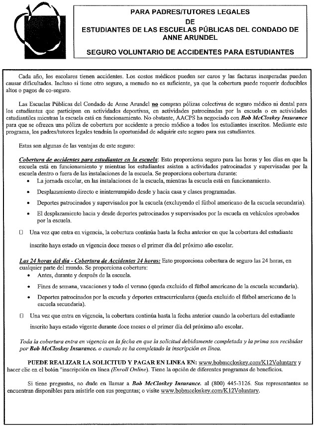 Student Insurance Flyer (Spanish)