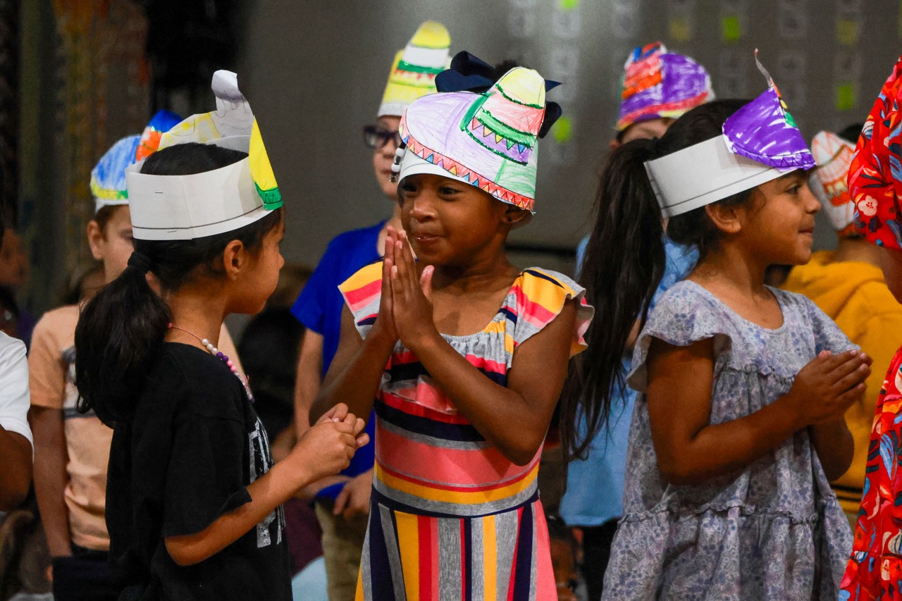 Children at hispanic heritage assembly