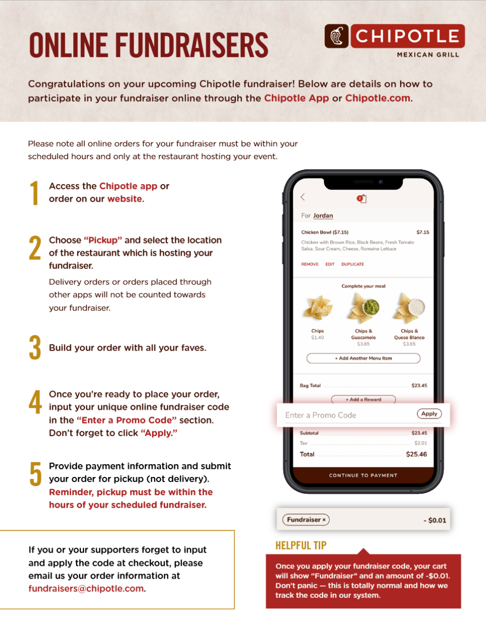 Fundraiser Instructions