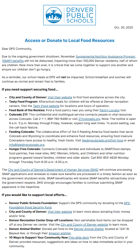 Access or Donate to Local Food Resources