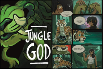 Graphic novel with jungle imagery