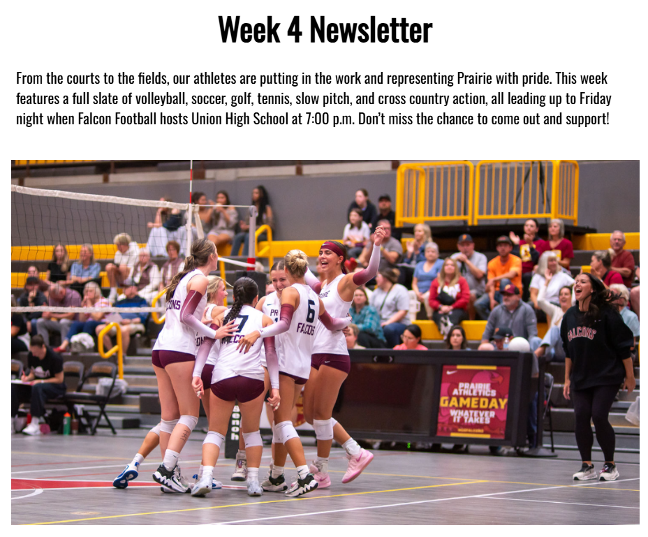 Athletic newsletter
