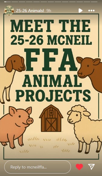 McNeil FFA Animal Projects, 2025-2026