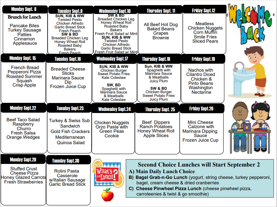 September lunch calendar page 2