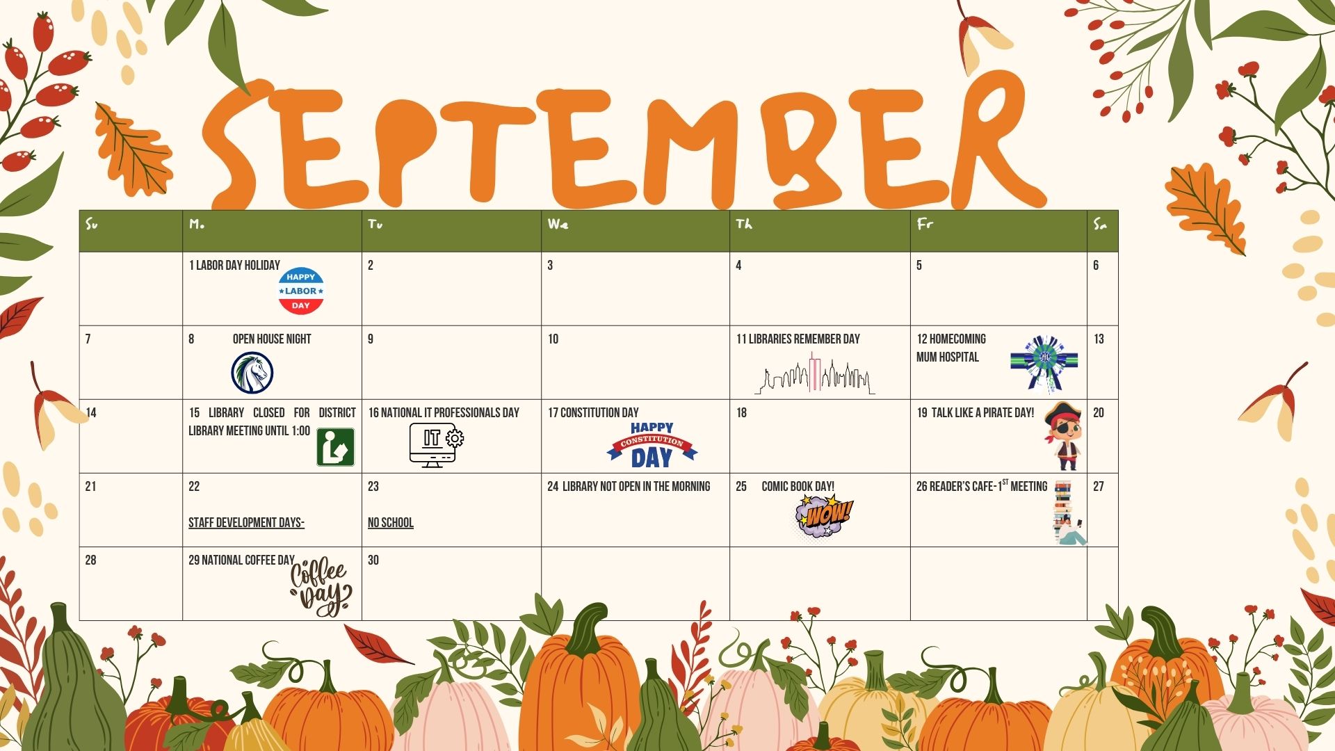 September Library Calendar