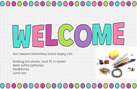 welcome blurb and school supplies list for September 2025 newsletter