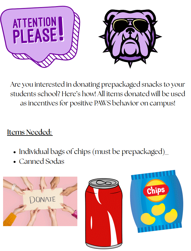 Items needed: Individual bags of chips (must be prepackaged) canned sodas