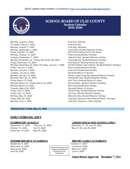 25-26 STUDENT CALENDAR