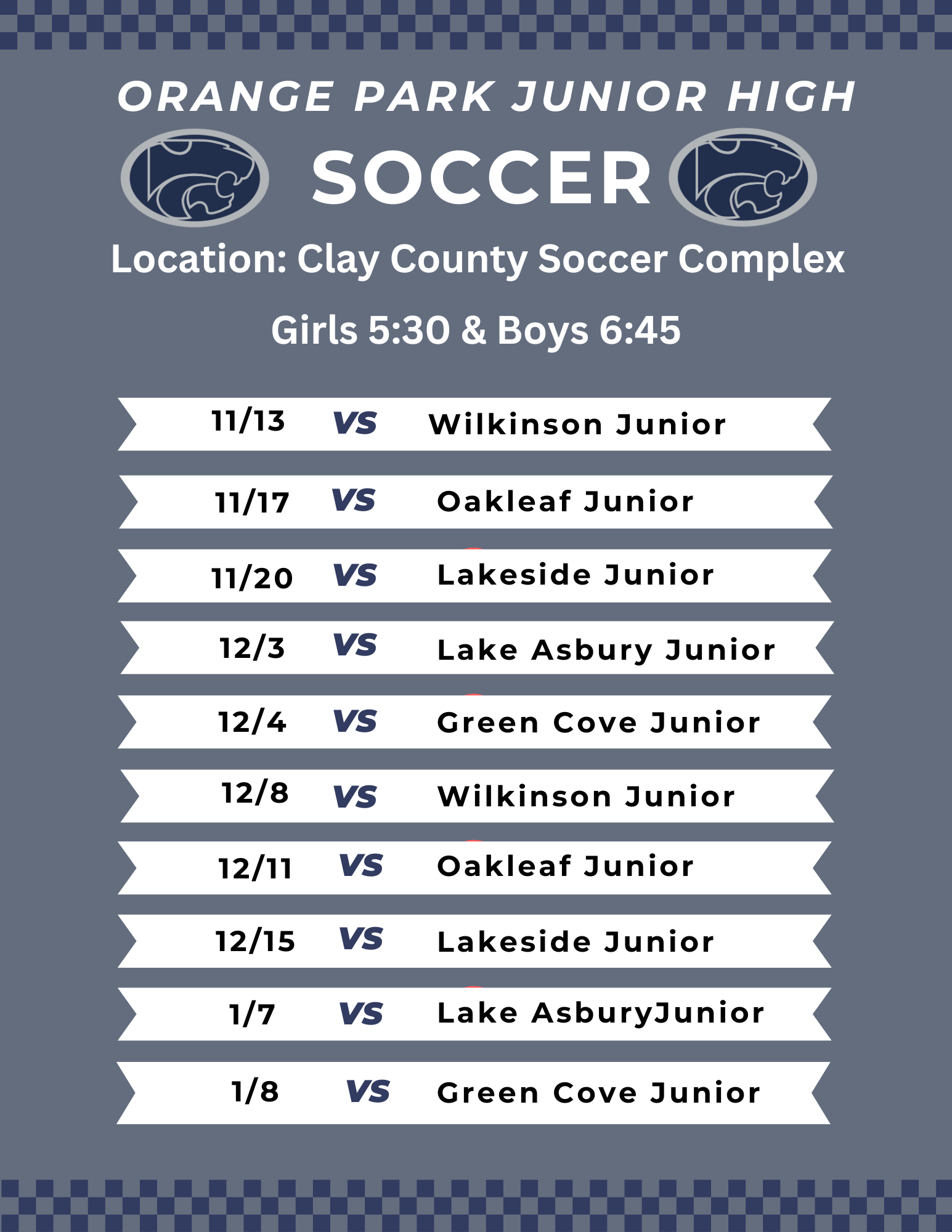 Soccer Schedule