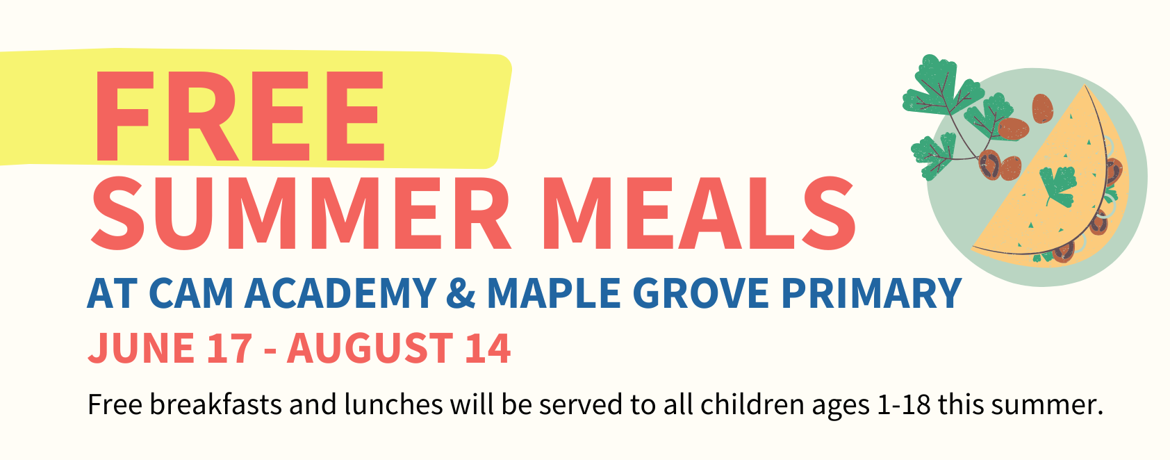 Free summer meals banner