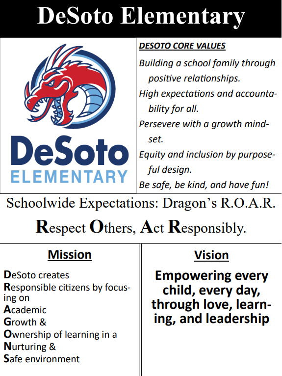 DeSoto Core Values, Schoolwide Expectations, Mission, and Vision