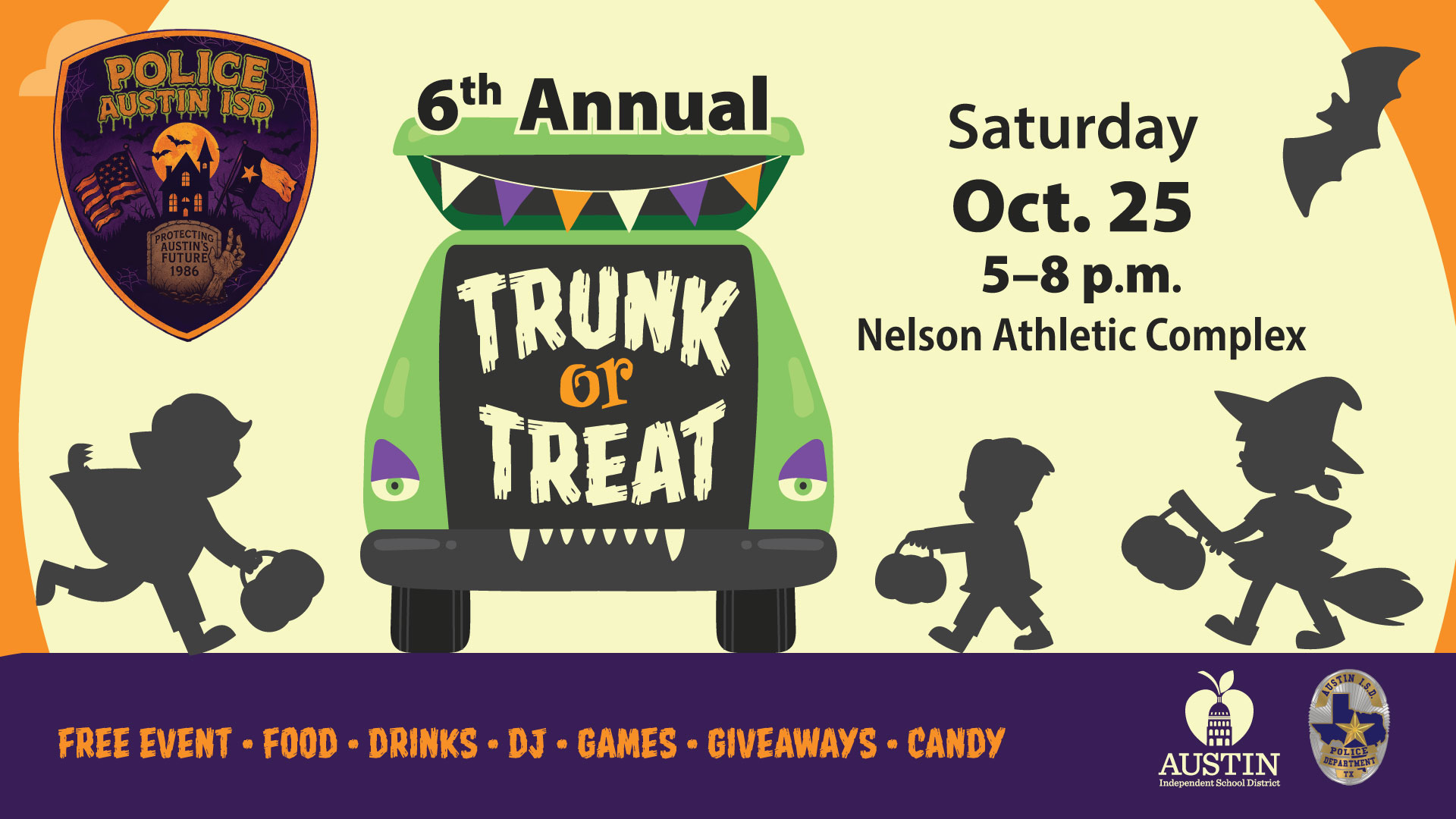 photo with text 6th annual trunk or treat saturday October 25 5 to 8 pm at the Nelson Athletic Complex.