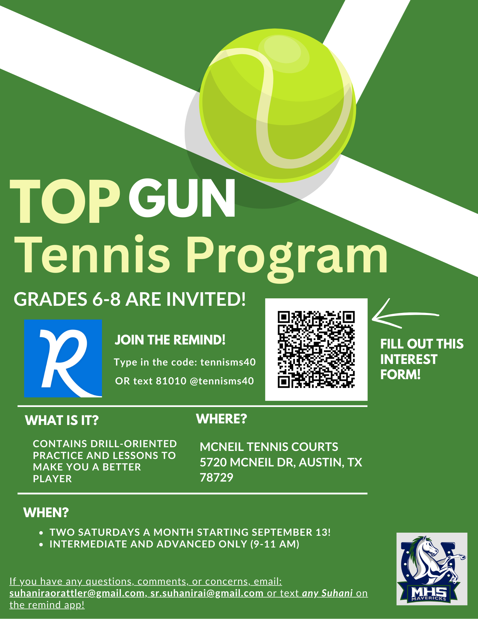 Tennis Camp for Middle School Students