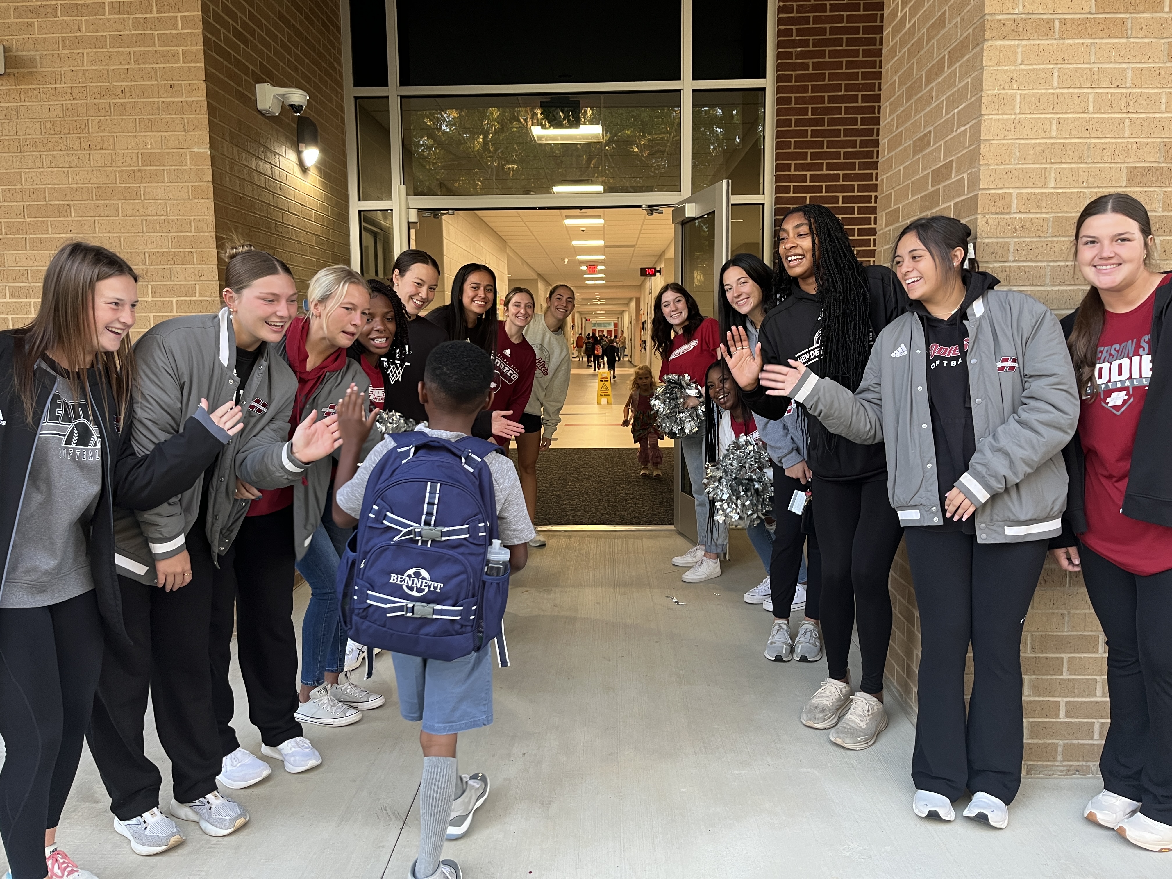 students greeting students