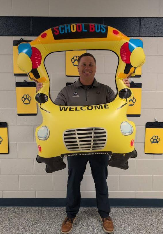 Mr. Slavik welcoming open house visitors