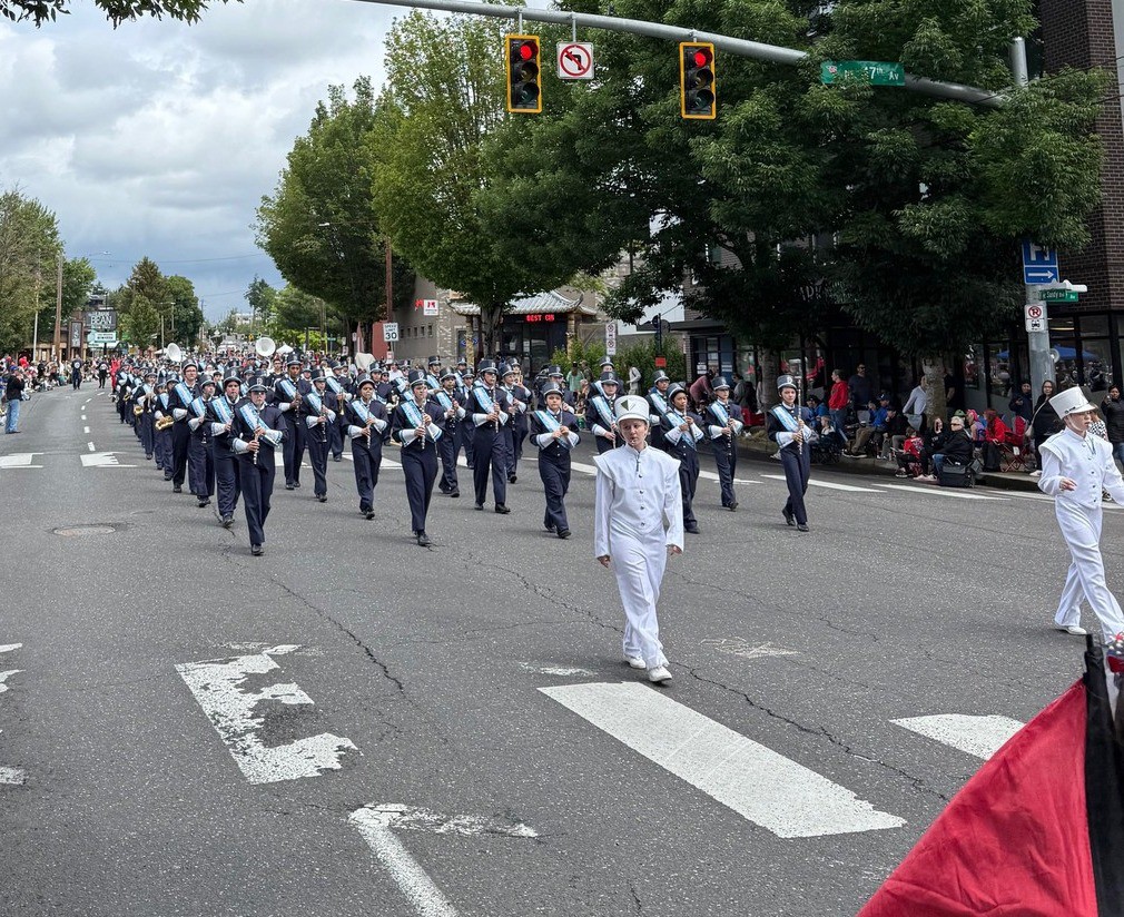 Pleasant Valley Middle School marching band in the Jr. Rose Festival parade