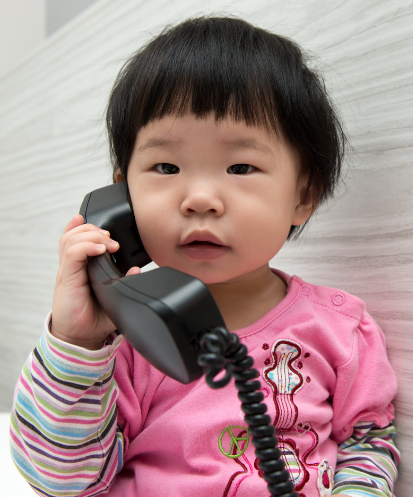 toddler on phone